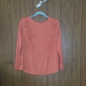Women's Orange Ruffle Top